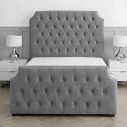 Living Comfort Bedz Westminster Plush Upholstered Bed Slatted Base with 48Inch Headboard in Grey - Size: Super King - thumbnail 2