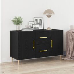 Berkfield Home Sideboard Black Oak 100x36x60 cm Engineered Wood - Size: 100 x 36 x 60 cm - thumbnail 1