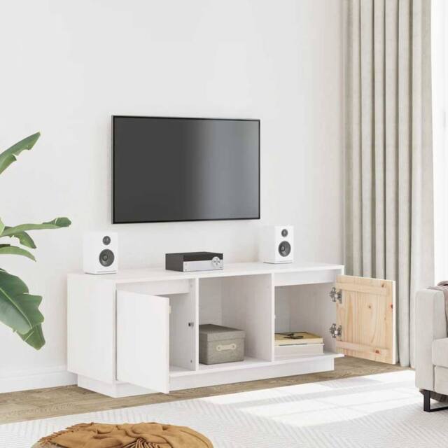 Berkfield Home TV Cabinet White 110.5x35x44 cm Solid Wood Pine - image 1