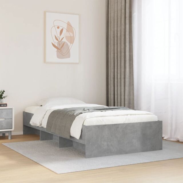 Berkfield Home Bed Frame without Mattress Concrete Grey 90x190cm Engineered Wood - Size: 90x190 cm - image 1