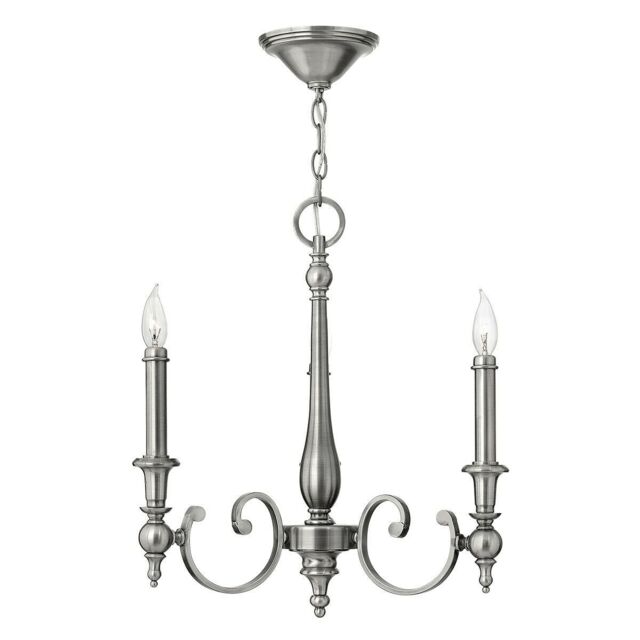 Loops 3 Bulb Chandelier Hanging Pendant LIght Antique Nickel LED E14 60W Bulb in Metallics