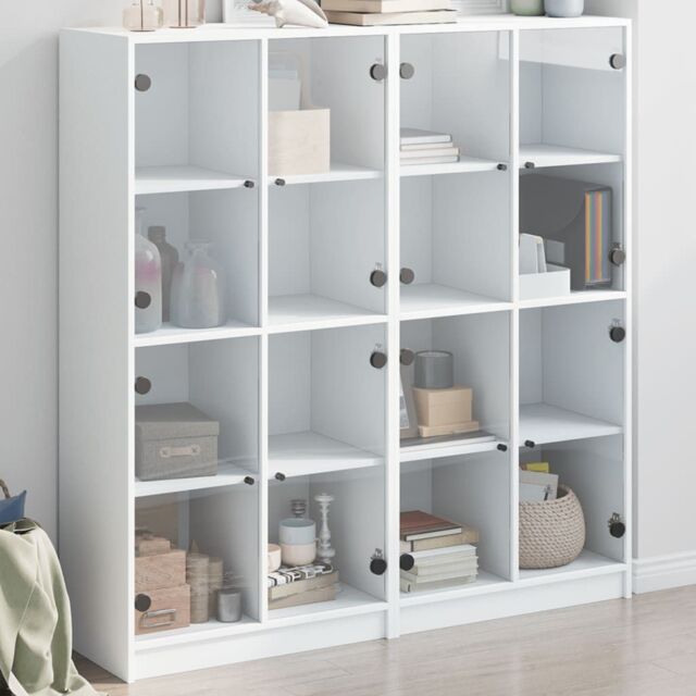 Berkfield Home Bookcase with Doors White 136x37x142 cm Engineered Wood - Size: 136 x 37 x 142 cm - image 1