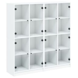 Berkfield Home Bookcase with Doors White 136x37x142 cm Engineered Wood - Size: 136 x 37 x 142 cm - thumbnail 2