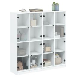 Berkfield Home Bookcase with Doors White 136x37x142 cm Engineered Wood - Size: 136 x 37 x 142 cm - thumbnail 5