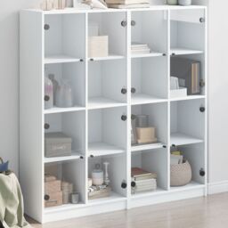 Berkfield Home Bookcase with Doors White 136x37x142 cm Engineered Wood - Size: 136 x 37 x 142 cm - thumbnail 1