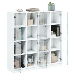 Berkfield Home Bookcase with Doors White 136x37x142 cm Engineered Wood - Size: 136 x 37 x 142 cm - thumbnail 4