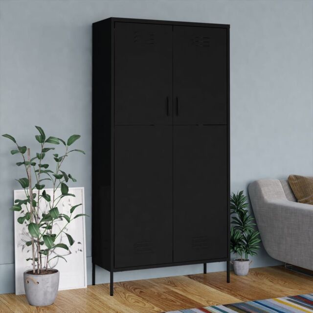 Berkfield Home Wardrobe Black 90x50x180 cm Steel - Size: 90 x 50 x 180 cm - image 1