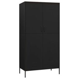 Berkfield Home Wardrobe Black 90x50x180 cm Steel - Size: 90 x 50 x 180 cm - thumbnail 2