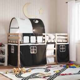 Berkfield Home Bunk Bed without Mattress White&Black 90x190 cm Single Solid Wood Pine in Black