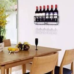 Havendro Metal Wall Mounted Wine Glass Rack Shelf Display Holder in Black - thumbnail 4
