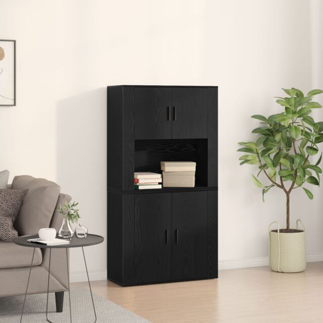 Berkfield Home Highboard Black Oak 80x33x150 cm Engineered Wood - Size: 80 x 33 x 150 cm - image 1