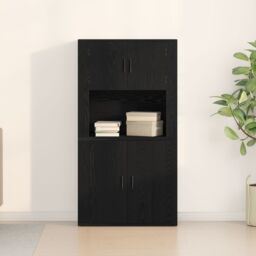 Berkfield Home Highboard Black Oak 80x33x150 cm Engineered Wood - Size: 80 x 33 x 150 cm - thumbnail 4