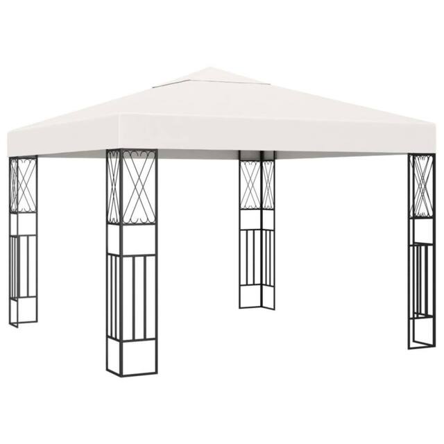 Berkfield Home Gazebo with LED String Lights 3x3 m Cream Fabric in Beige - image 1