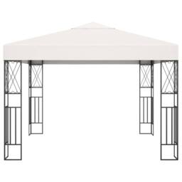 Berkfield Home Gazebo with LED String Lights 3x3 m Cream Fabric in Beige - thumbnail 4