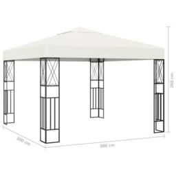 Berkfield Home Gazebo with LED String Lights 3x3 m Cream Fabric in Beige - thumbnail 9