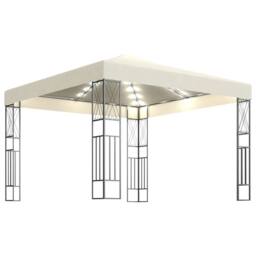 Berkfield Home Gazebo with LED String Lights 3x3 m Cream Fabric in Beige - thumbnail 3