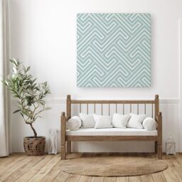 "Warren Reed - Designer Geometric Modern Ornment Canvas in Green - Size: W30"" x H30""" - thumbnail 3