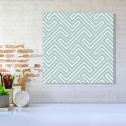 "Warren Reed - Designer Geometric Modern Ornment Canvas in Green - Size: W30"" x H30""" - thumbnail 2