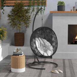 OUTSUNNY Hammock Chair Stand w/ Round Base, C Swing Stand Only, Black - thumbnail 1