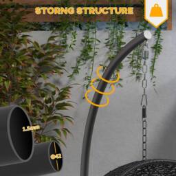 OUTSUNNY Hammock Chair Stand w/ Round Base, C Swing Stand Only, Black - thumbnail 4