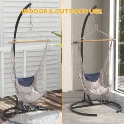 OUTSUNNY Hammock Chair Stand w/ Round Base, C Swing Stand Only, Black - thumbnail 6
