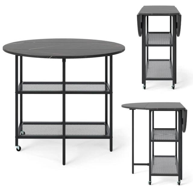 Kelvenix Modern Dining Table 100 cm Round in Black - Size: 0.6m2 - image 1