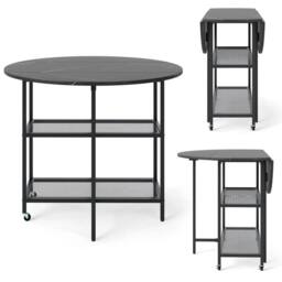 Kelvenix Modern Dining Table 100 cm Round in Black - Size: 0.6m2