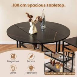 Kelvenix Modern Dining Table 100 cm Round in Black - Size: 0.6m2 - thumbnail 4