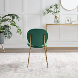 FurnitureboxUK Set of 2 Ivy Modern Velvet Dining Chairs On Gold Legs - Vintage Retro Nod in Green - thumbnail 7