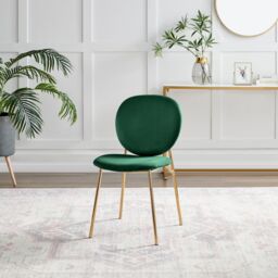 FurnitureboxUK Set of 2 Ivy Modern Velvet Dining Chairs On Gold Legs - Vintage Retro Nod in Green - thumbnail 4