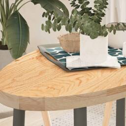 Berkfield Home Table Top 100x50x4 cm Solid Wood Oak Oval in Light Oak - Size: 100 x 50 x 4 cm - thumbnail 2