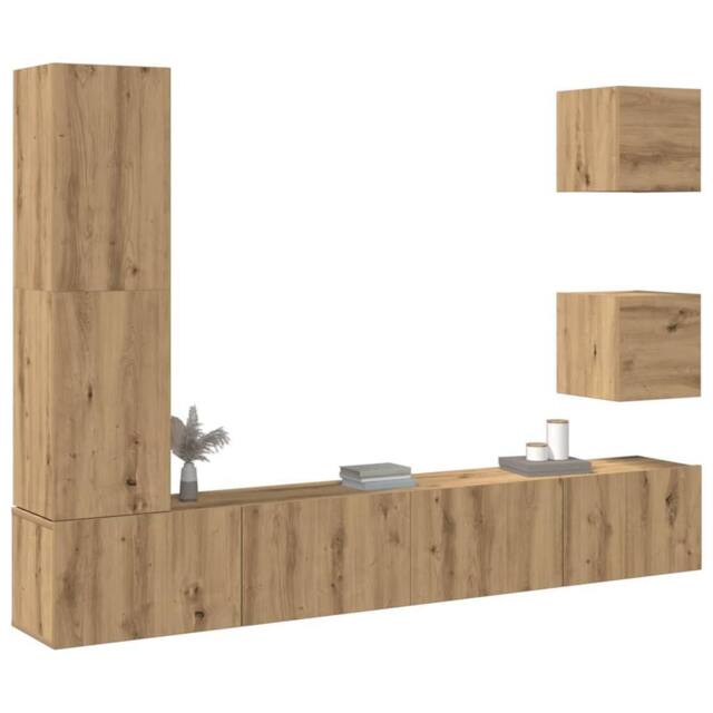 Berkfield Home 5 Piece TV Cabinet Set Wall-mounted Artisan Oak Engineered Wood - image 1