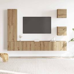 Berkfield Home 5 Piece TV Cabinet Set Wall-mounted Artisan Oak Engineered Wood - thumbnail 3