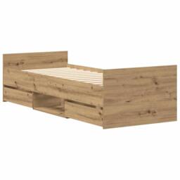 Berkfield Home Full Bed Frame without Mattress Artisan Oak 90x200cm Engineered Wood in Brown - Size: 90x200 cm - thumbnail 8