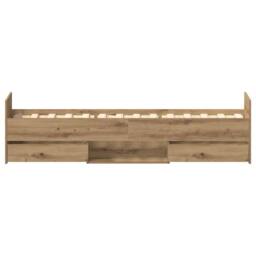 Berkfield Home Full Bed Frame without Mattress Artisan Oak 90x200cm Engineered Wood in Brown - Size: 90x200 cm - thumbnail 7