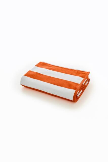Deyongs Cabana Bay Supersoft 100% Cotton Woven Stripe Large Beach Towel 80x165cm in Orange - Size: 80x165 cm - image 1