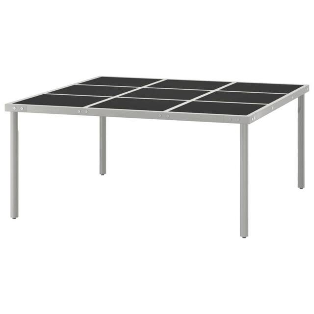 Berkfield Home Table Garden Dining Table 170x170x74.5 cm Glass & Steel in Black - image 1