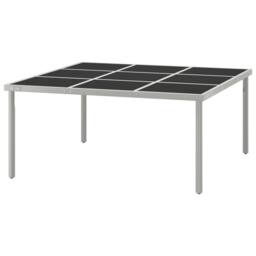 Berkfield Home Table Garden Dining Table 170x170x74.5 cm Glass & Steel in Black - thumbnail 1