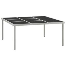 Berkfield Home Table Garden Dining Table 170x170x74.5 cm Glass & Steel in Black - thumbnail 2