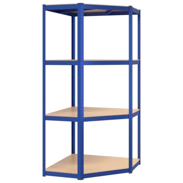 Berkfield Home 4-Layer Corner Shelf Blue Steel&Engineered Wood - image 1