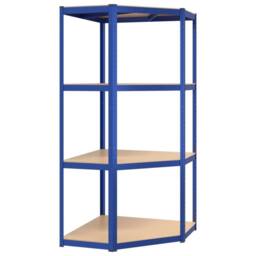 Berkfield Home 4-Layer Corner Shelf Blue Steel&Engineered Wood - thumbnail 1