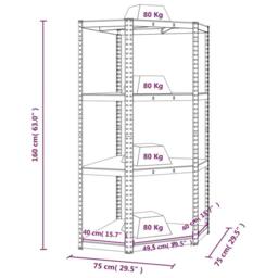 Berkfield Home 4-Layer Corner Shelf Blue Steel&Engineered Wood - thumbnail 9