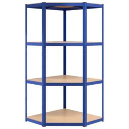 Berkfield Home 4-Layer Corner Shelf Blue Steel&Engineered Wood - thumbnail 4