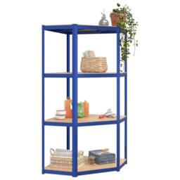 Berkfield Home 4-Layer Corner Shelf Blue Steel&Engineered Wood - thumbnail 3