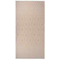 Berkfield Home Outdoor Flatweave Rug 100x200 cm Brown Stripes in Light Brown - Size: Medium - thumbnail 2