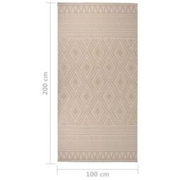 Berkfield Home Outdoor Flatweave Rug 100x200 cm Brown Stripes in Light Brown - Size: Medium - thumbnail 6