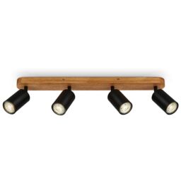 BRILONER Black Wood 4xGU10 9W Requires Bulb Spotlight