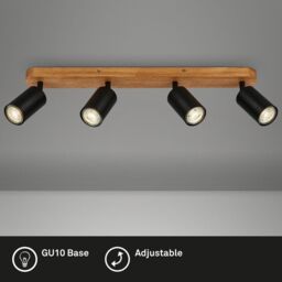 BRILONER Black Wood 4xGU10 9W Requires Bulb Spotlight - thumbnail 3