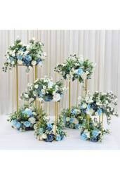 Living and Home 80cm H Golden Rectangular Flower Stand Pedestal Rack Wedding Party Ornament in Gold - thumbnail 4