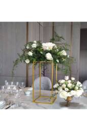 Living and Home 80cm H Golden Rectangular Flower Stand Pedestal Rack Wedding Party Ornament in Gold - thumbnail 5